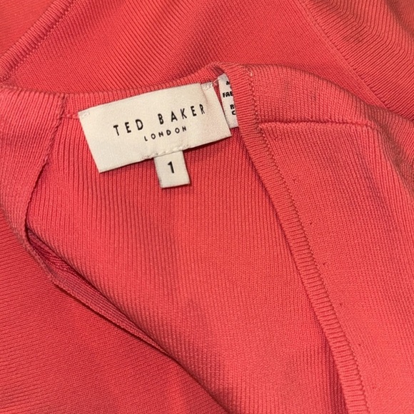 NWOT Ted Baker London Hayliy Puff Sleeve Knit Skater Dress Orange Sz TB 1 US 4 - Picture 5 of 6